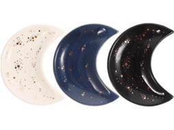 Bandeja Cerâmica GOKOCO em 3 peças com estampa colorida, ideal para acessórios, brincos e lua