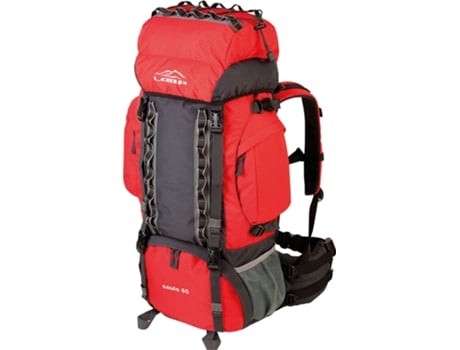 Mochila Saulo Red Loap com capacidade para 65 litros e resistência à água