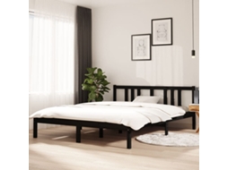 Estrutura De Cama King 150x200 Cm Madeira Maciça Preto