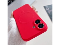 Capa Magsafe Para Iphone 16 - Silicone Líquido Com Cor Sólida | Magnética - Vermelha