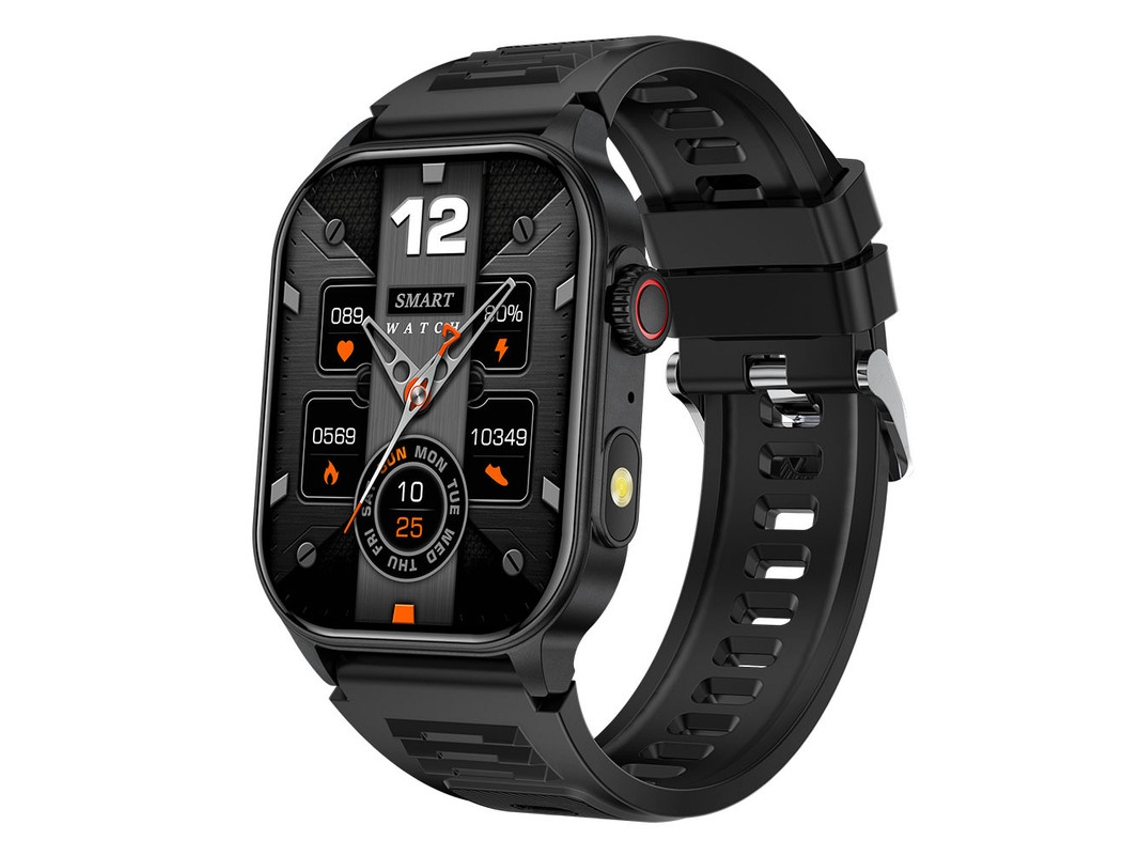 Smartwatch Yizhood Km02 2.01 Inch Bluetooth Chamada Ip68 À Prova De Água Monitorização Da Saúde 370mah (android E Ios Preto)