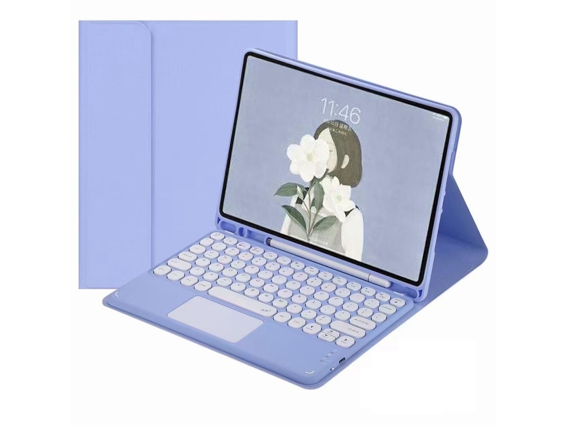 Lurelia Capa Com Teclado Bluetooth Para Samsung Tab S7 11 Com Toque, Layout Pt, Roxo