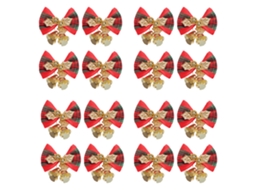 16 Laços de Natal com Sinos Mini Laços para Árvore e Decoração de Presentes NEVEANCE