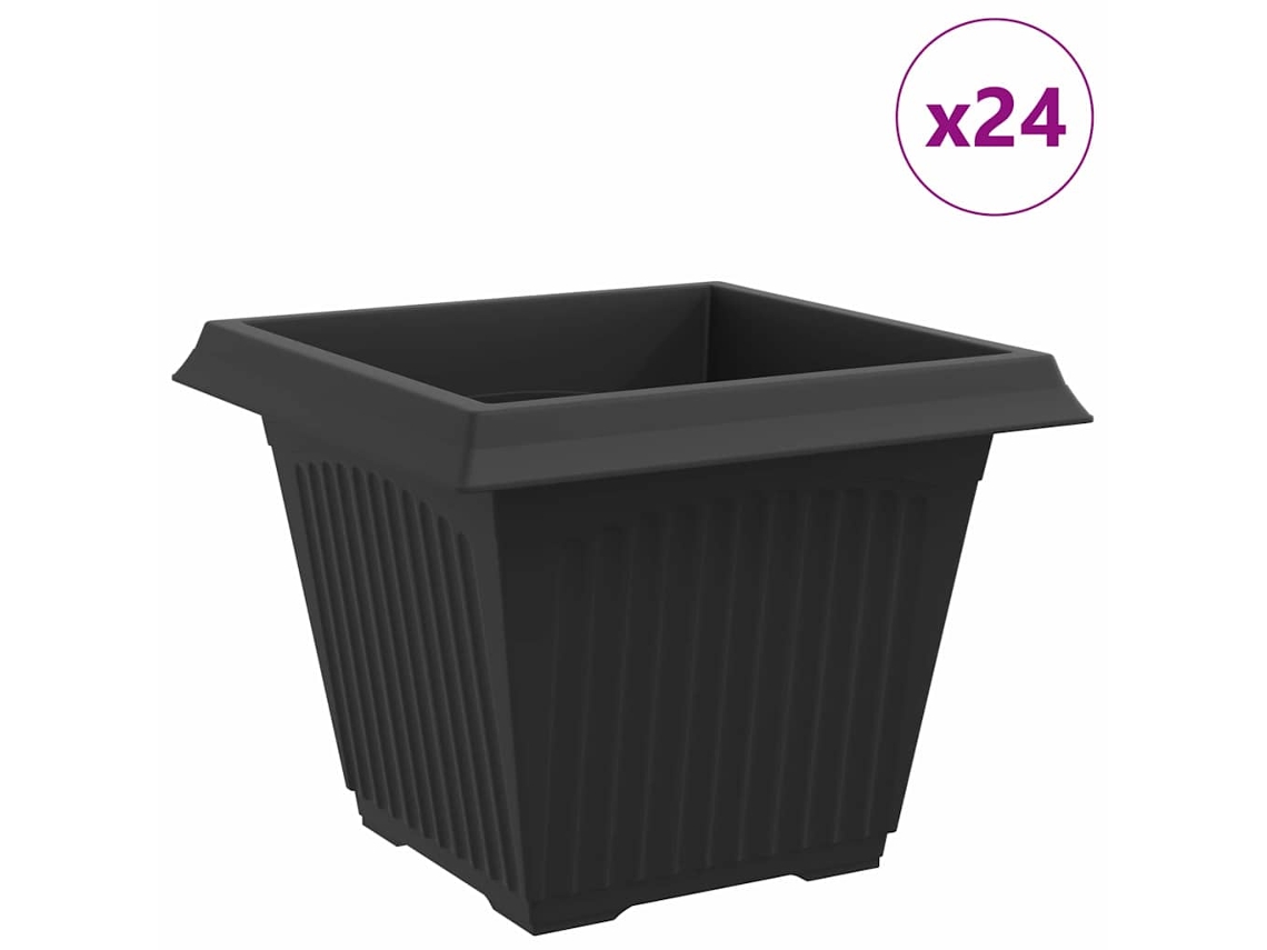 Conjunto 24 Vaso Moderno Vidaxl Preto Plástico (43 X 43 X 33,5 Cm)