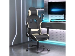 Vidaxl Cadeira De Gaming Com Apoio De Pés Tecido Preto E Creme
