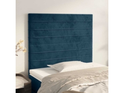 Vidaxl Cabeceira Azul Escuro 80x5x118/128 Cm Veludo