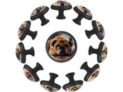 Puxadores E Botões Redondos Para Gavetas Armários, Conjunto De 12 Peças, Com Desenho De Um Buldogue Dormindo No Chão
