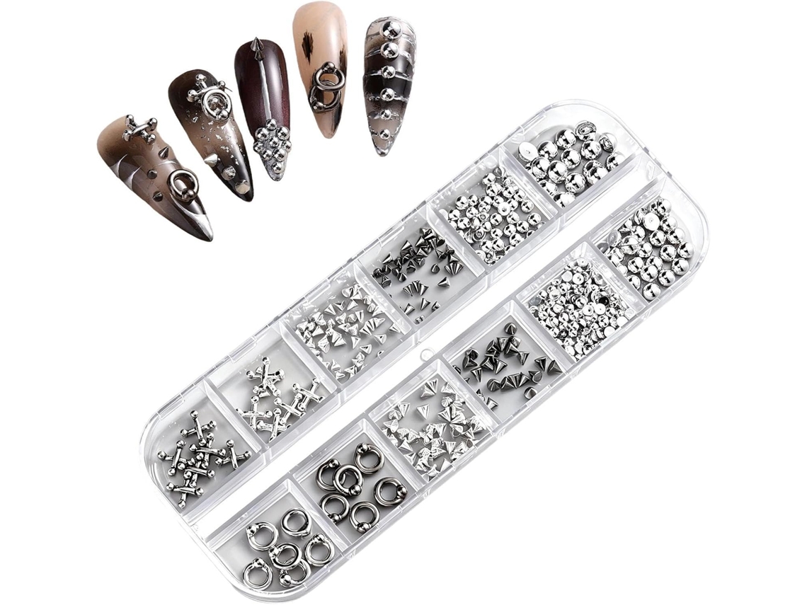 Joias Pingentes para Unhas em Estilo Punk Com Rebites 3D