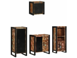 Vidaxl Conjunto De Móveis Para Banheiro 4 Unid. Multicolorido E Preto
