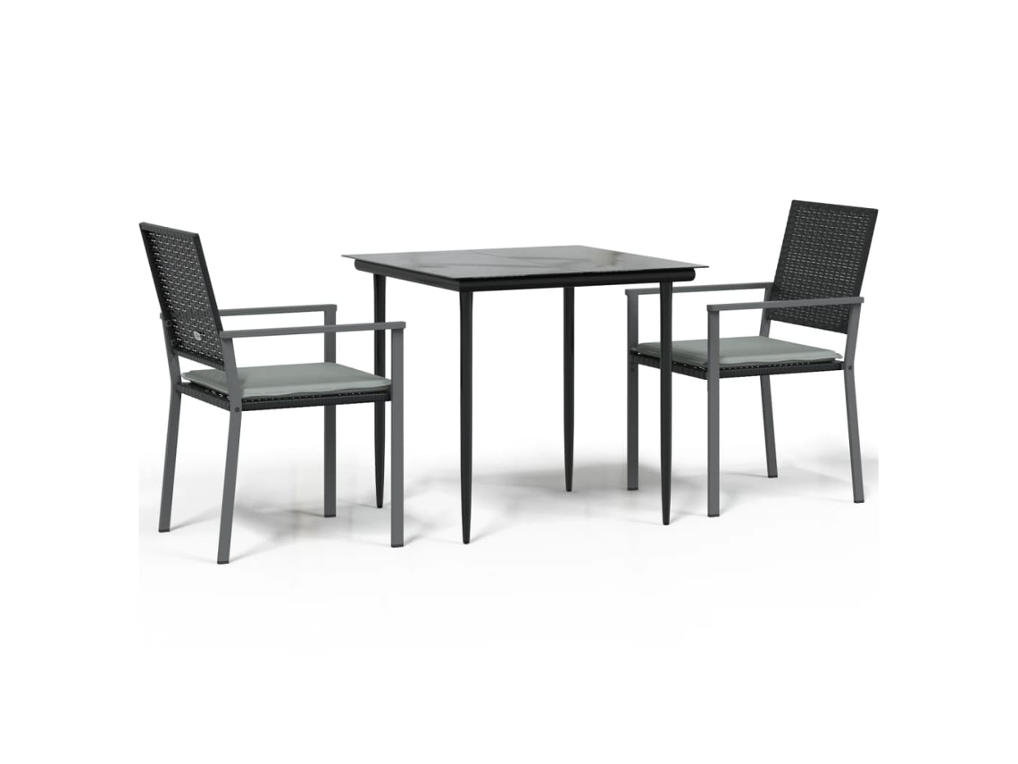 Conjunto de 3 Jantar para Jardim com Almofadões Vime Pe e Aço MAISON EXCLUSIVE (3pcs)