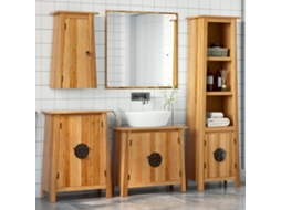 Vidaxl 4 Pcs Conjunto Móveis P/ Casa De Banho Madeira De Pinho Maciça