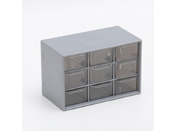 Caixa De Armazenamento Com 9 Gavetas Transparentes 18x9,8x12cm Cinza
