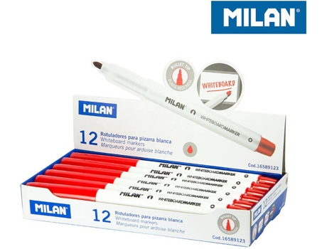 Caixa 12 Marcadores Vermelhos para Quadro-Branco MILAN