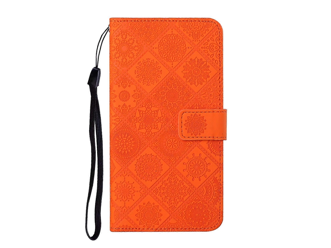Capa De Couro Para Celular Com Padrão Étnico Em Relevo