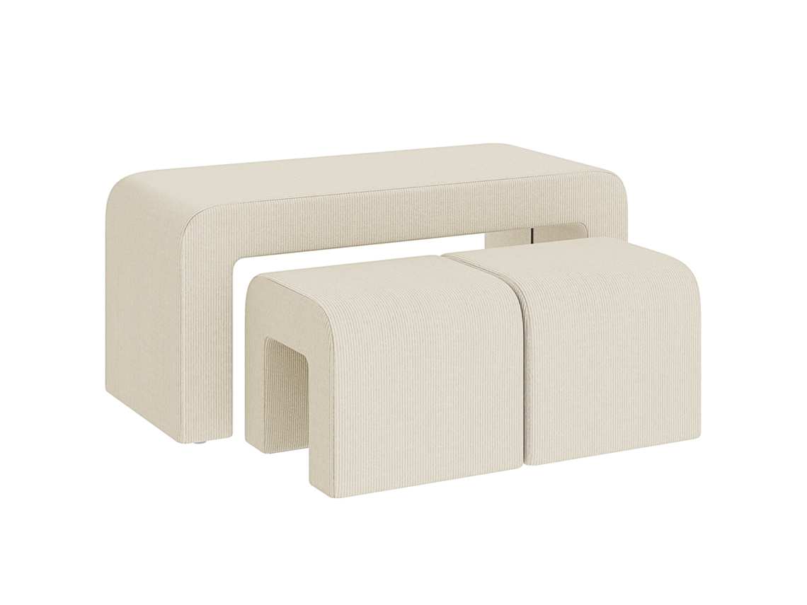 Bancos Veludo Cor Creme 104x44x48 cm Homcom