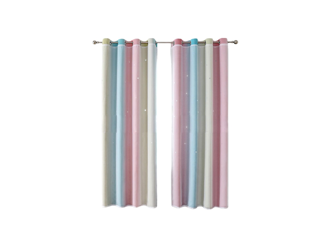 2 Peças Cortinas Blackout Estrela Dupla para Quarto de Menina | S/MARCA