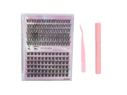 Kit De Cílios Extensos Diy Com 126 Clusters Curl D, Cola E Pinça Dupla Rosa
