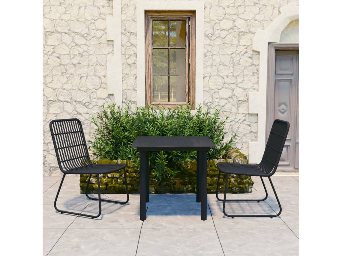 Vidaxl 3 Pcs Conjunto De Jantar Para Exterior Vime Pe E Vidro