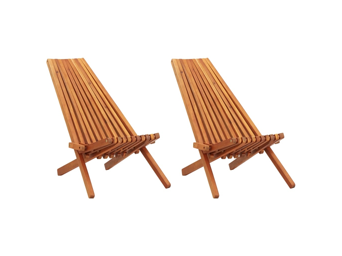 Vidaxl Cadeiras Lounge De Exterior Dobráveis 2 Pcs Acácia Maciça
