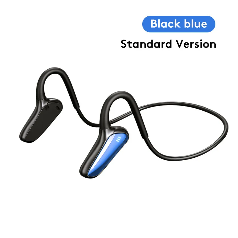 Fones De Ouvido Esportivos Estéreo Sem Fio Bluetooth Com Condução Óssea E Gancho De Orelha (preto E Azul)