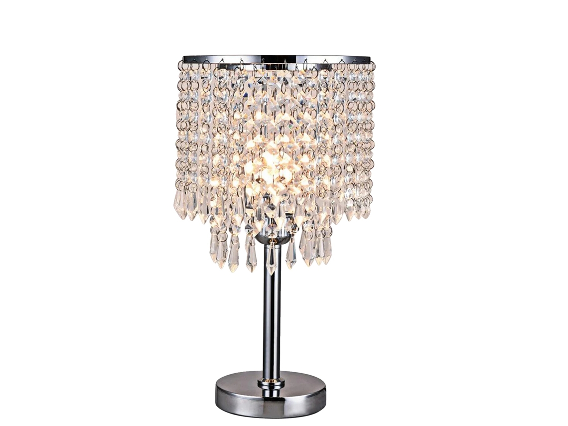 Lâmpada De Mesa, Vidro Cristal, Design Elegante, Marfim, Branco, Prata