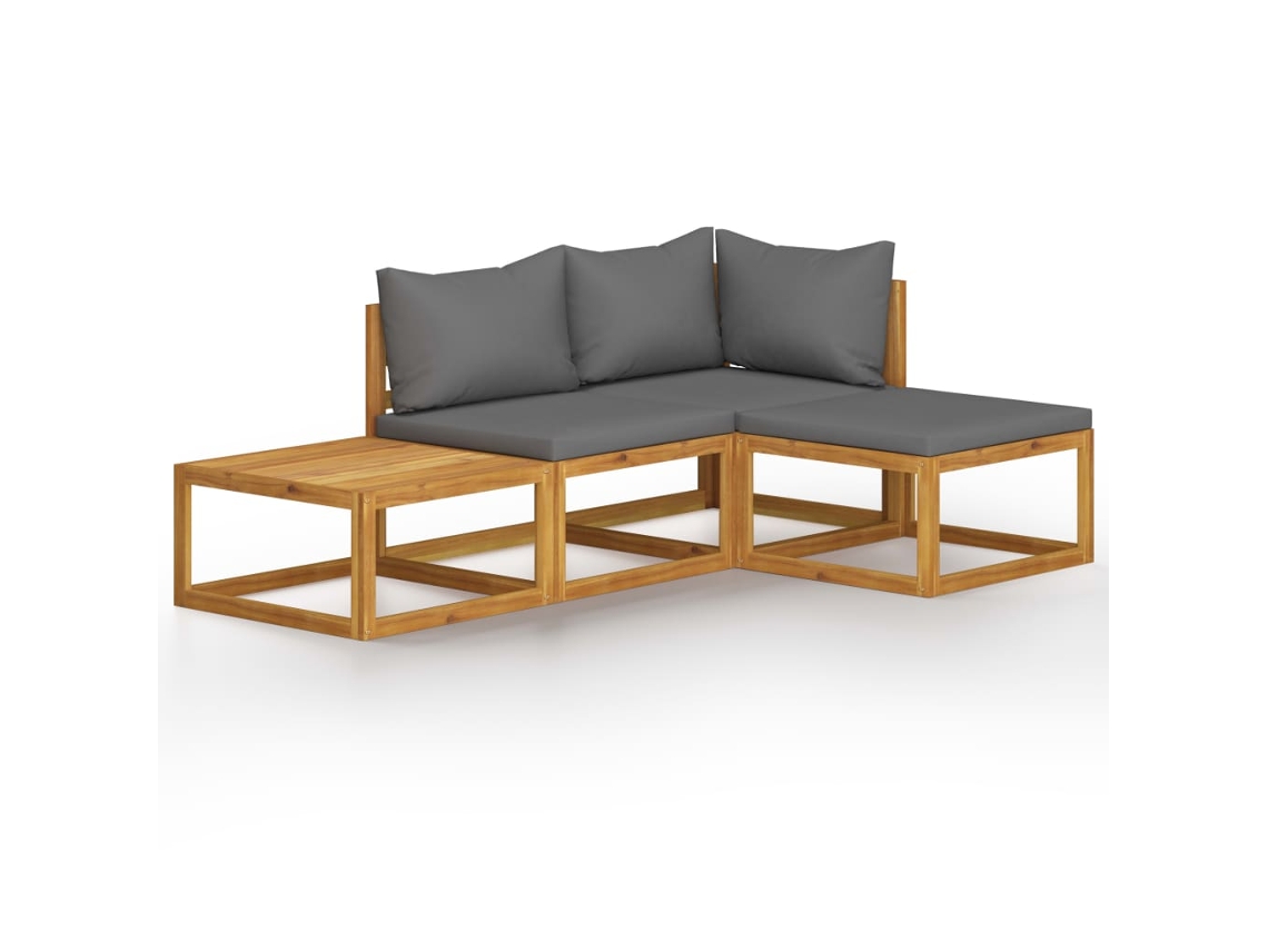 Maison Exclusive - 4 Pcs Conjunto Lounge De Jardim C/ Almofadões Acácia Maciça