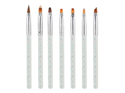 7pcs Pincéis De Gel Uv Para Unhas - Ferramentas De Pintura, Desenho E Pontilhado Para Manicure Diy - Verde