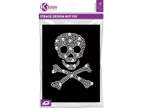 Transfer de ferro com alfinetes e strass pequeno pirata 16x20 cm placa Ki