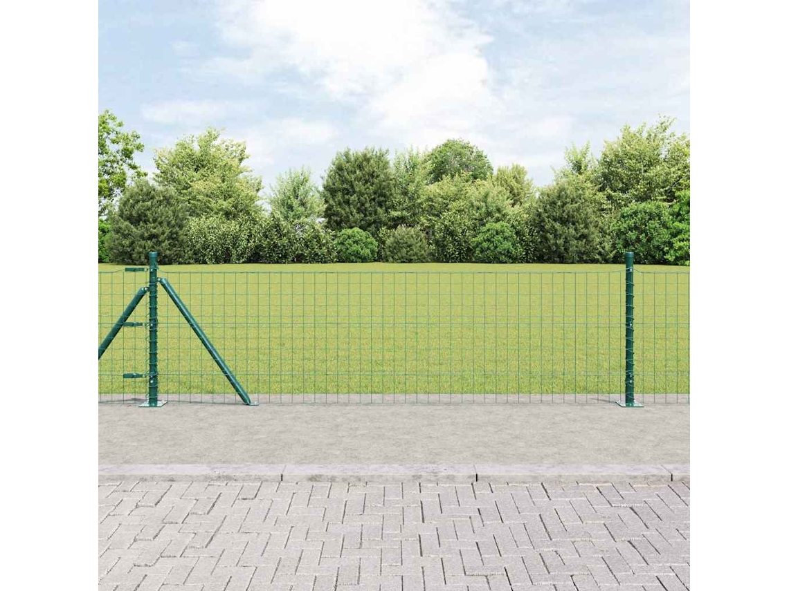 Vidaxl Cerca Europeia Com Base De Concreto 10 X 0,6 M Verde Malha
