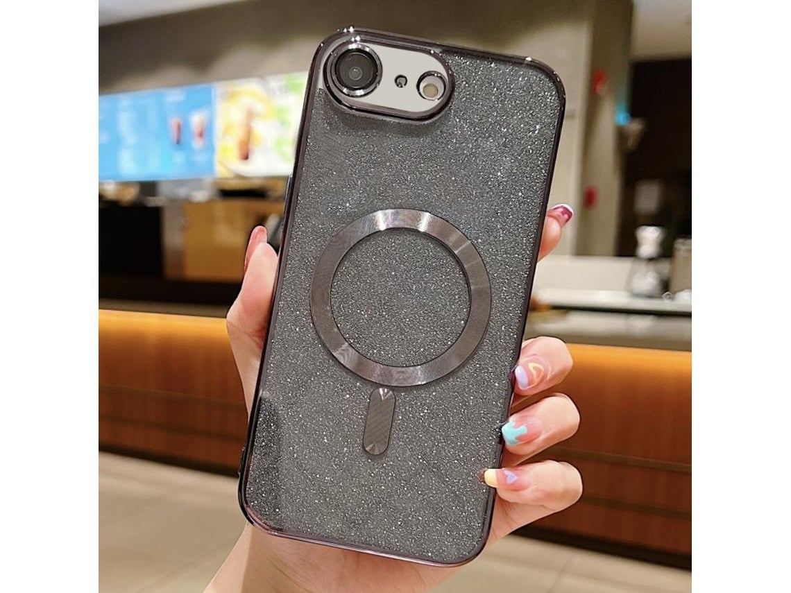 Capa De Tpu Para Iphone 16e - Glitter - Acabamento Eletroplástico - Magsafe