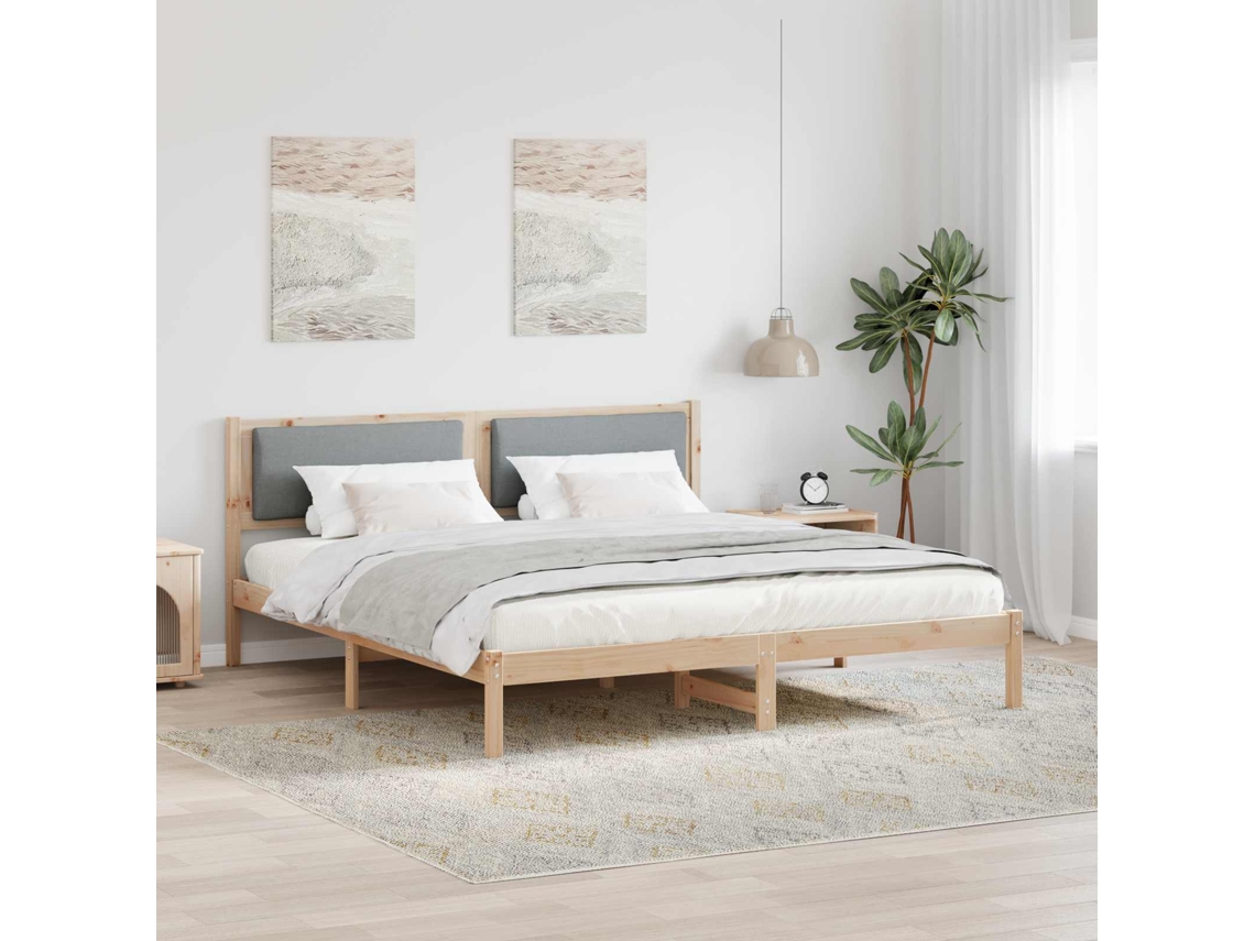 Vidaxl Estrutura Da Cama Com Cabeceira Cinzento-claro 180 X 200 Cm