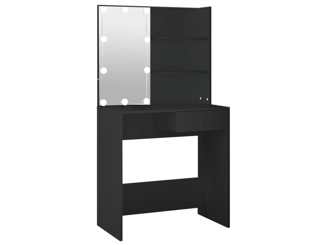 Vidaxl Toucador Com Luzes Led 74,5x40x141 Cm Preto