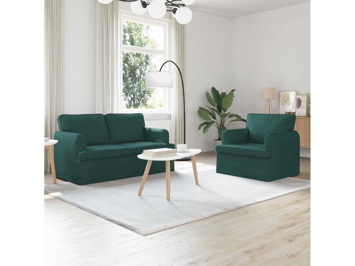Vidaxl Conjunto De Sofás 2 Unid. Verde Escuro Tecido
