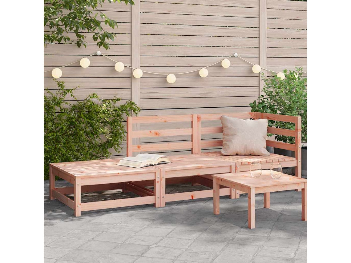 Vidaxl Sofá 2 Lugares P/ Jardim C/ Apoio De Pés Madeira Douglas Maciça