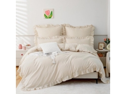 Acessórios De Cama 135 X 200 Cm - Bege Dekbedovertrek - Cobertores De Máquina 80 X 80 Cm - Microfio - Certificado Öko-tex - Suave/design De Ruche