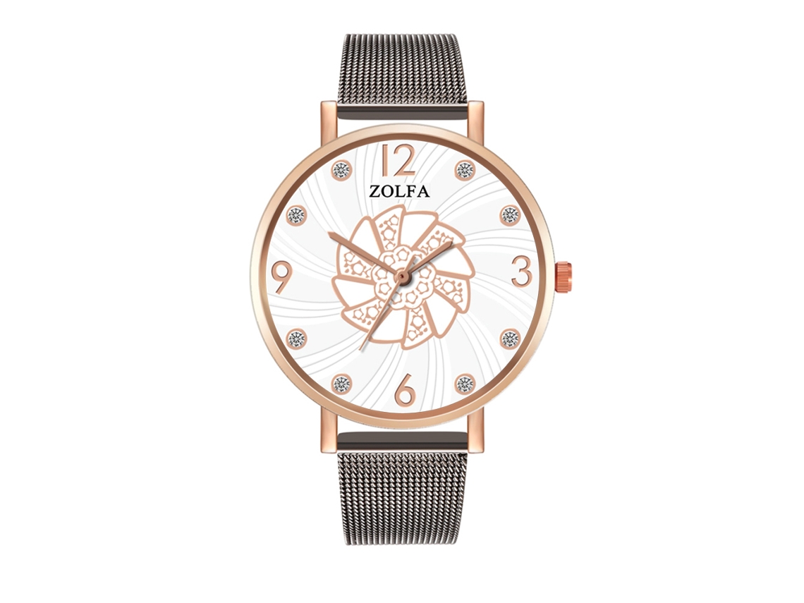 Relógio de quartzo casual unissex com pulseira de malha e cristais (prateado, preto, ouro rosa)