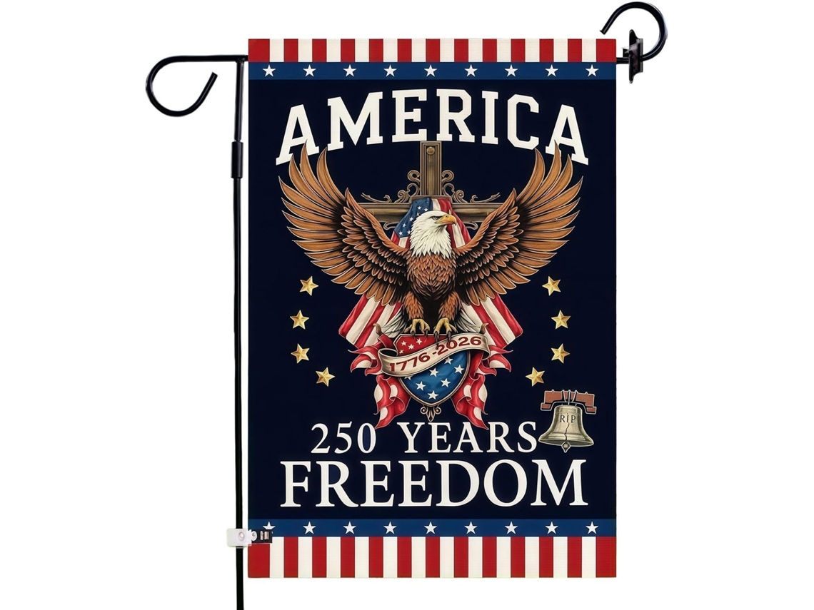 Bandeira Patriótica de Jardim Bandeira Dupla Face com a Inscrição "250 Anos", 30 X 40 Cm, para Uso Externo no Dia da CHABERLU