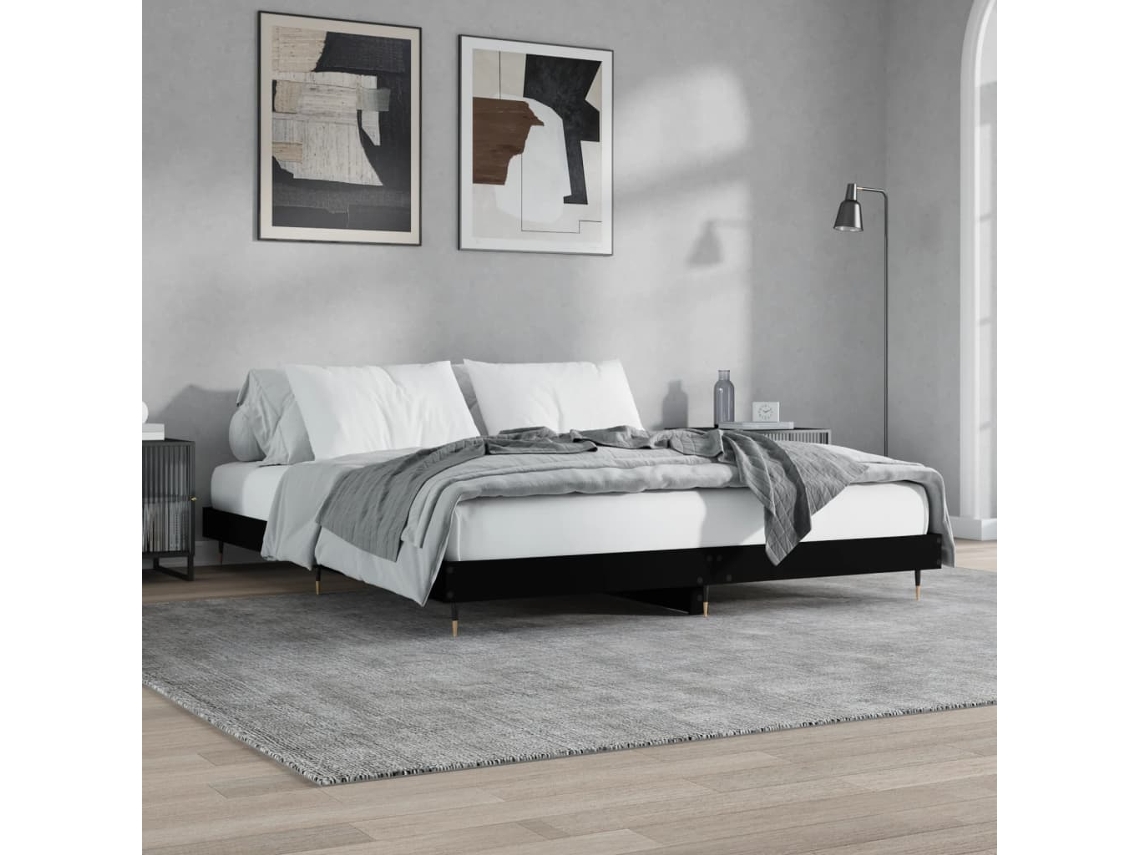 Vidaxl Estrutura de Cama 200x200 Cm Derivados de Madeira Preto
