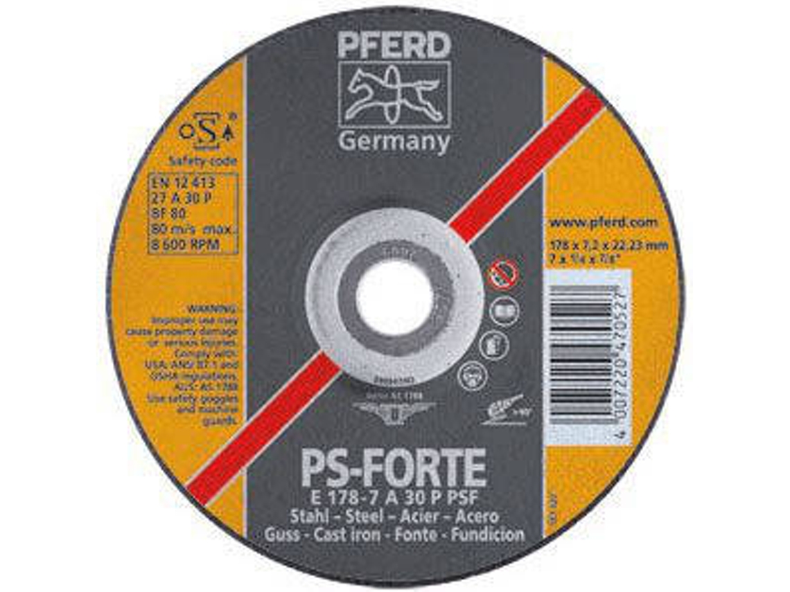 Disco Abrasivo PFERD Desbastar E178-7 A30 N Sg P Psf