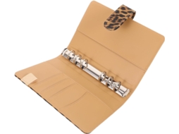 Pasta Organizadora A6 Em Couro Pu Amarelo Leopardo, Com Fecho Magnético, Capa Leve E Resistente