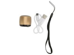 Mini altifalante Bluetooth portátil, recarregável por USB, de metal, para telemóveis, tablets, dourado