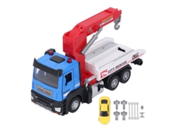 Mali brinquedo Caminhão Guindaste Transporte com Gancho e Carro Modelo 1:32 Azul