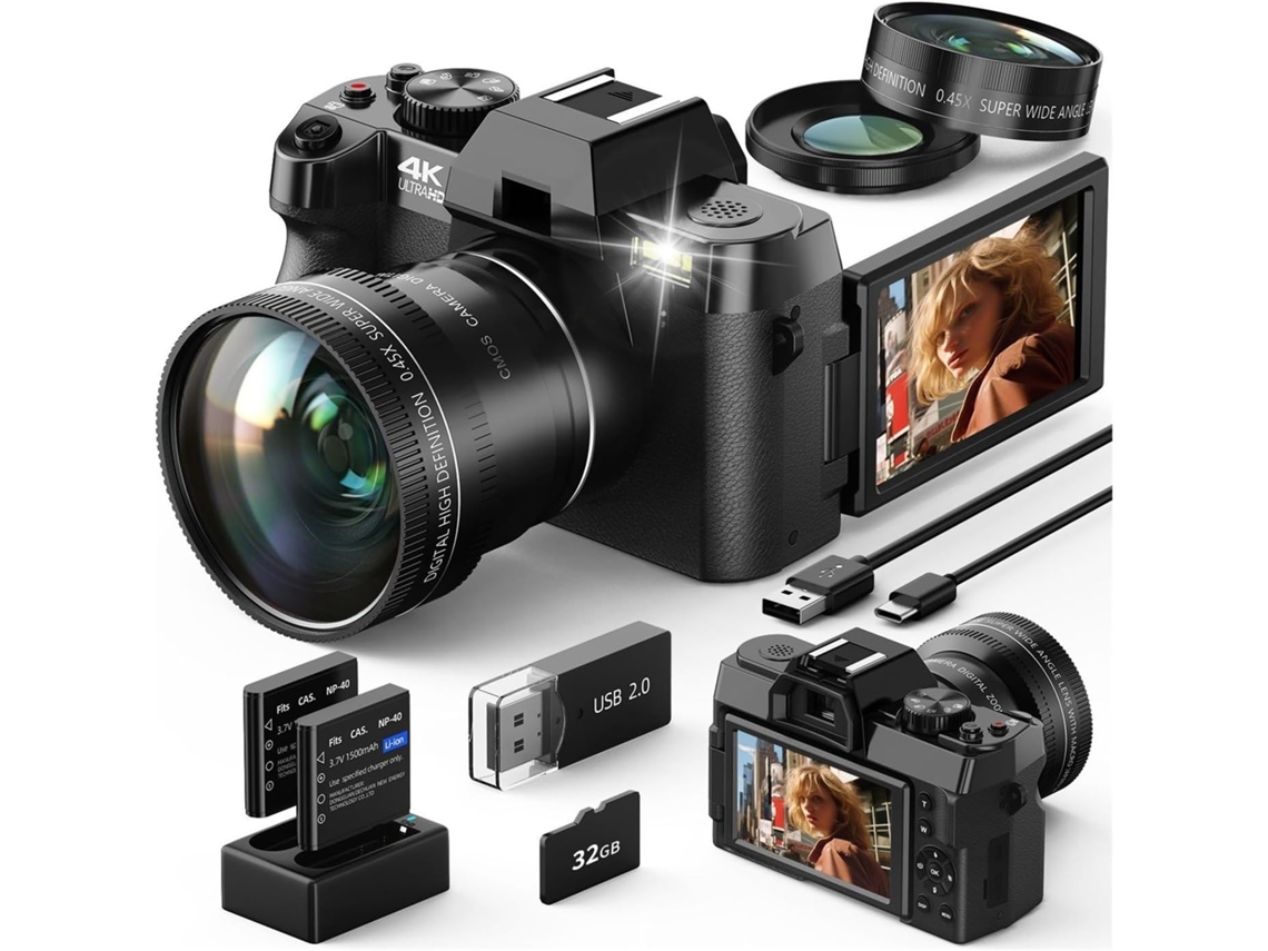 Câmera Digital Compacta 4k, Webcam Wi fi, Gravador de Vídeo para Vlogs SFUSHOS