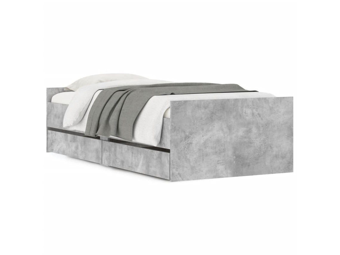 Bed Frame, Bed Frames Vidaxl Cinzeto Madeira Processada (75 X 190 Cm)