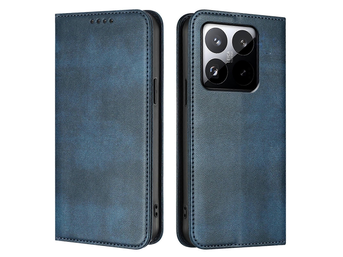 Capa Tipo Carteira Tkdaddy Para Xiaomi 15t, Textura Retrô, Com Bloqueio Rfid, Em Couro, Azul