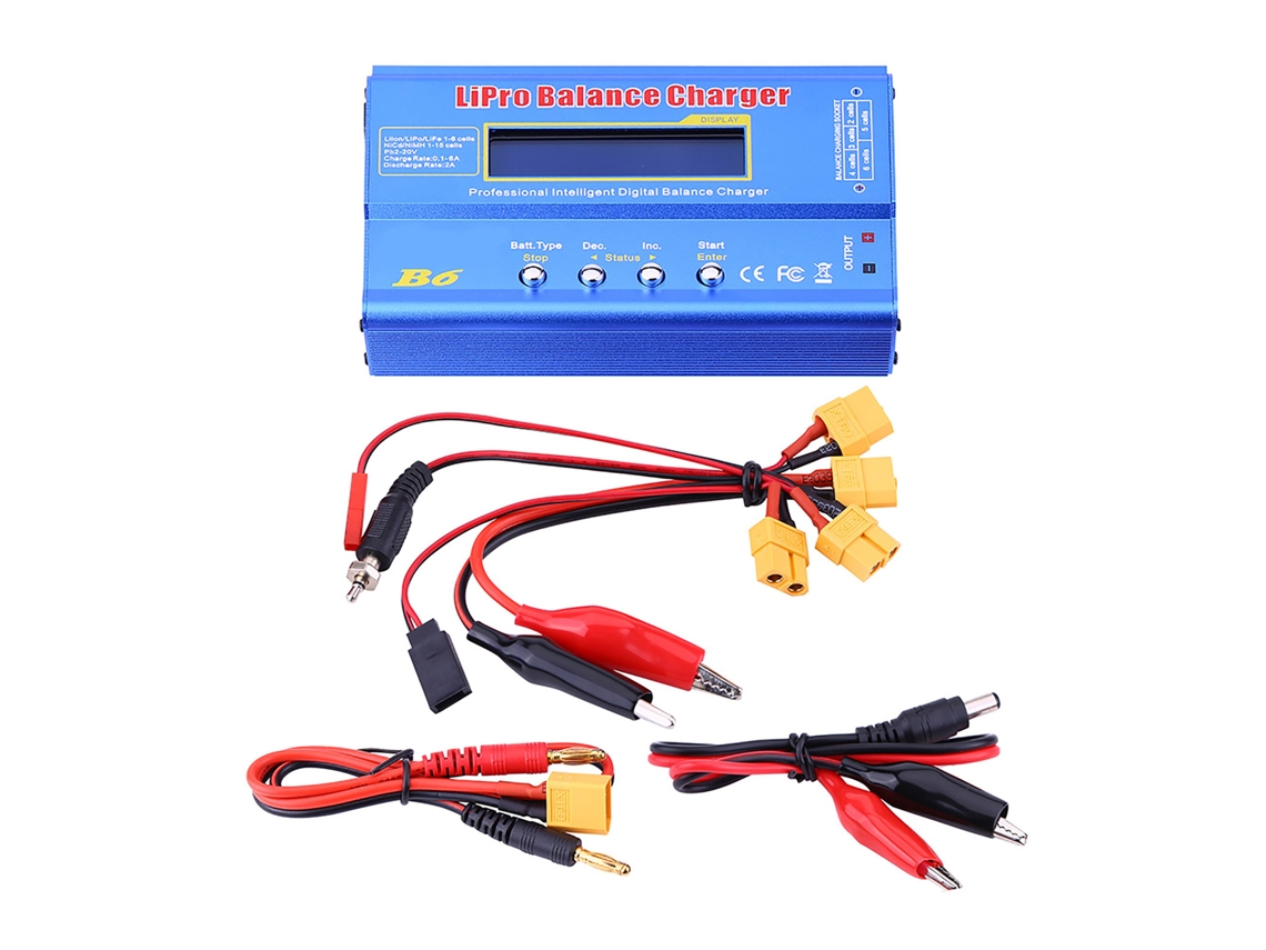 Carregador Balanceado Digital De Bateria Lipo Rc Com Cabos Plug Xt60 Acessório Controle Remoto