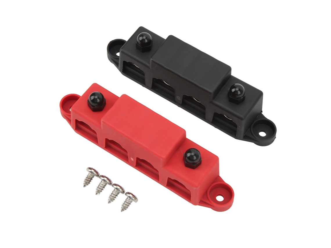 Awts 2 Peças Bloco de Distribuição de Potência 4 X 5/16in Vermelho Preto Barra Bus 250a para Rv 48v Dc