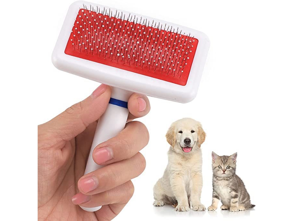 Escova de aço para pets, branco e vermelho ZYBLSSBB