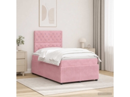Vidaxl Cama Box Com Led E Colchão Rosa 120 X 190 Cm Veludo