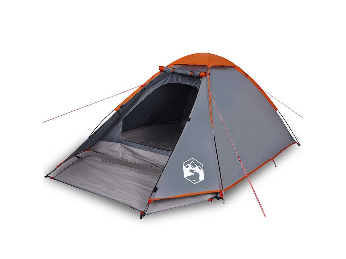 Tenda de campismo cúpula p/ 4 pessoas VIDAXL impermeável cinza/laranja